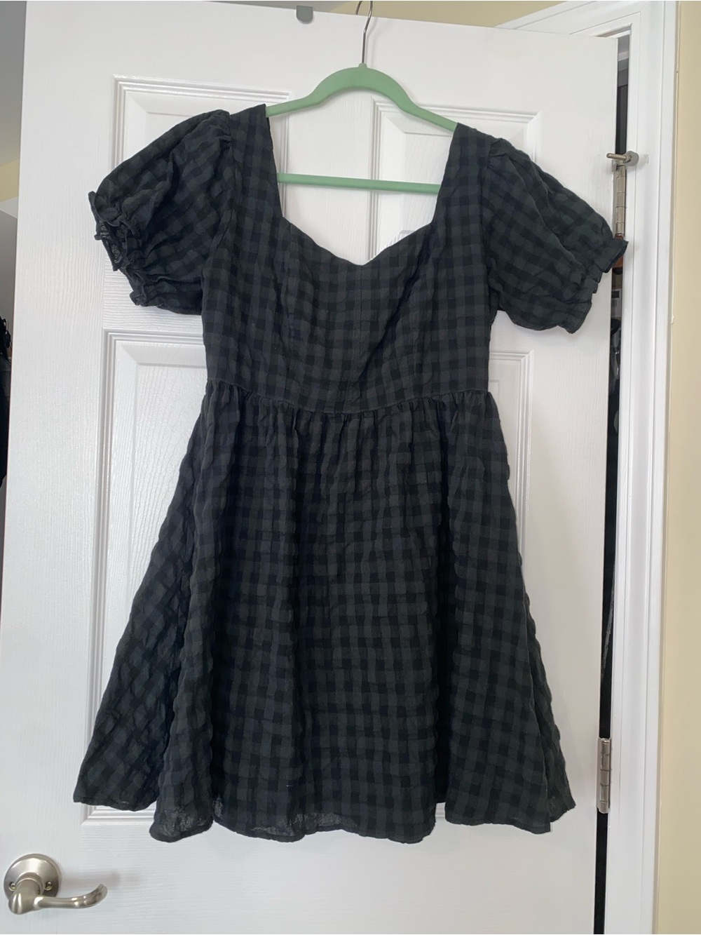 Disturbia Black Puff Sleeve Gingham Mini Dress - Picture 9 of 11